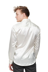 Barabas Wholesale Mens Luxury Metallic Long Sleeve Button Down Shiny shirts B312 Pearl