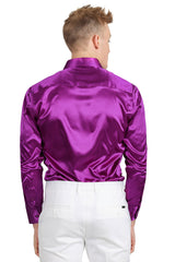 Barabas Wholesale Mens Luxury Metallic Long Sleeve Button Down Shiny shirts B312 Purple
