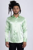 Barabas Wholesale Mens Luxury Shiny Long Sleeve Button Down Metallic Shirts B312  Green