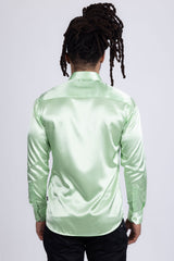 Barabas Wholesale Mens Luxury Shiny Long Sleeve Button Down Metallic Shirts B312  Mint