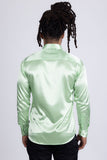 Barabas Wholesale Mens Luxury Shiny Long Sleeve Button Down Metallic Shirts B312  Mint