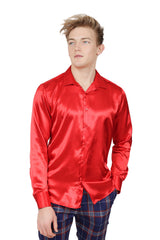 Barabas Wholesale Mens Luxury Metallic Long Sleeve Button Down Shiny shirts B312 Red