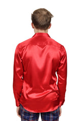 Barabas Wholesale Mens Luxury Metallic Long Sleeve Button Down Shiny shirts B312 Red