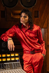 Barabas Wholesale Mens Luxury Shiny Long Sleeve Button Down Metallic Shirts B312 Red