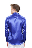 Barabas Wholesale Mens Luxury Metallic Long Sleeve Button Down Shiny shirts B312 Royal Blue