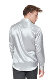 Barabas Wholesale Mens Luxury Metallic Long Sleeve Button Down Shiny shirts B312 Silver