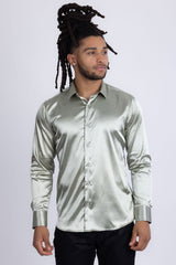 Barabas Wholesale Mens Luxury Shiny Long Sleeve Button Down Metallic Shirts B312  Grey
