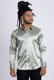 Barabas Wholesale Mens Luxury Shiny Long Sleeve Button Down Metallic Shirts B312  Grey