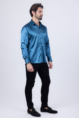 BARABAS Mens Luxury Shiny Long Sleeve Button Down Metallic Shirts B312