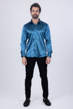 BARABAS Mens Luxury Shiny Long Sleeve Button Down Metallic Shirts B312