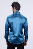 Barabas Wholesale Mens Luxury Metallic Long Sleeve Button Down Shiny shirts B312 Teal