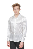 Barabas Wholesale Mens Luxury Metallic Long Sleeve Button Down Shiny shirts B312 White
