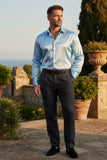 Barabas Wholesale Mens Luxury Shiny Long Sleeve Button Down Metallic Shirts B312 sky blue