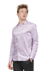 Barabas Wholesale Men's Greek Key Baroque Long Sleeve Button Down Shirt B313 Purple