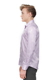 Barabas Wholesale Men's Greek Key Baroque Long Sleeve Button Down Shirt B313 Purple