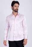 Barabas Wholesale Men's Greek Key Baroque Long Sleeve Button Down Shirt B313 Pink