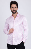 Barabas Wholesale Men's Greek Key Baroque Long Sleeve Button Down Shirt B313 Pink