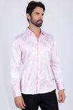 Barabas Wholesale Men's Greek Key Baroque Long Sleeve Button Down Shirt B313 Pink