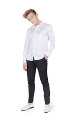 Barabas Wholesale Men's Greek Key Baroque Long Sleeve Button Down Shirt B313 White