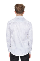 Barabas Wholesale Men's Greek Key Baroque Long Sleeve Button Down Shirt B313 White