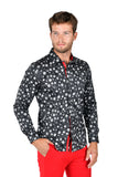 Barabas Wholesale men's floral paisley polka dotted printed shirts B339 Black and White