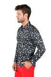 Barabas Wholesale men's floral paisley polka dotted printed shirts B339 Black and White