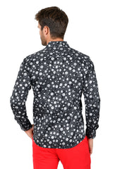 Barabas Wholesale men's floral paisley polka dotted printed shirts B339 Black and White