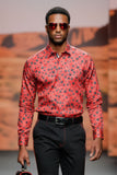 Barabas Wholesale men's floral paisley polka dotted printed shirts B339 Red black