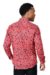 Barabas Wholesale men's floral paisley polka dotted printed shirts B339 Red black