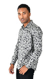 Barabas Wholesale Men's Floral Paisley Polka Dotted Printed Shirts B339 Silver and Black