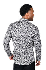 Barabas Wholesale Men's Floral Paisley Polka Dotted Printed Shirts B339 Silver and Black