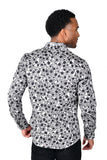Barabas Wholesale Men's Floral Paisley Polka Dotted Printed Shirts B339 Silver and Black