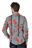 Barabas Wholesale Men's Floral Polka Dotted Pattern Button Down Shirts B351 Black