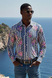 Barabas Wholesale Men's Floral Polka Dotted Pattern Button Down Shirts B351 Navy
