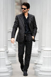 Barabas Wholesale Men's Geometric Rhinestone Pattern Notch Lapel Suit 5SU38 Black