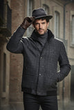 Barabas Men's black grey checkered wool Sherpa-Lined liner jacket BH56