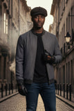 Barabas Men Coat Black grey knit collar striped liner jacket BH60