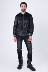 Barabas Wholesale Men's Shiny Glittery Sparkly Bomber Jacket BJ1358 Black