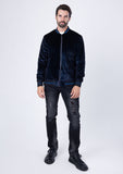 Barabas Wholesale Men's Shiny Glittery Sparkly Bomber Jacket BJ1358 Navy