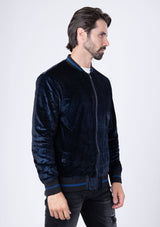 Barabas Wholesale Men's Shiny Glittery Sparkly Bomber Jacket BJ1358 Navy