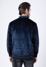 Barabas Wholesale Men's Shiny Glittery Sparkly Bomber Jacket BJ1358 Navy