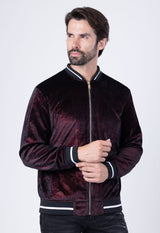 Barabas Wholesale Men's Shiny Glittery Sparkly Bomber Jacket BJ1358 Red