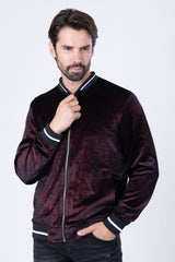 Barabas Wholesale Men's Shiny Glittery Sparkly Bomber Jacket BJ1358 Red