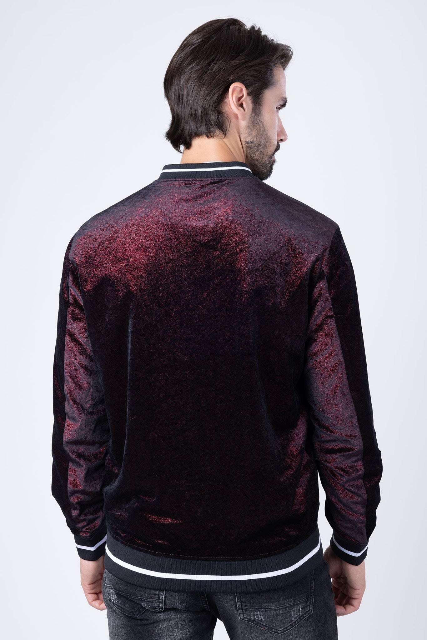 Barabas Wholesale Men's Shiny Glittery Sparkly Bomber Jacket BJ1358 Red