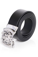 Barabas Wholesale Men's Rhinestone Tiger Black Gold Buckle Leather Belt BK11