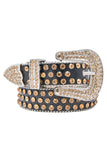 Barabas Wholesale men's Jewels Rhinestone Stone Buckle leather belt BK816 Black Gold