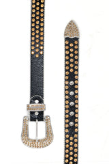 Barabas Wholesale men's Jewels Rhinestone Stone Buckle leather belt BK816 Black Gold