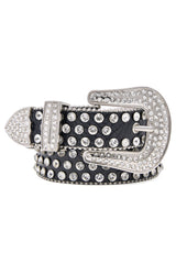 Barabas Wholesale men's Jewels Rhinestone Stone Buckle leather belt BK816 Black Silver