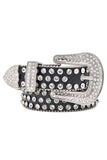 Barabas Wholesale men's Jewels Rhinestone Stone Buckle leather belt BK816 Black Silver