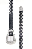 Barabas Wholesale men's Jewels Rhinestone Stone Buckle leather belt BK816 Black Silver